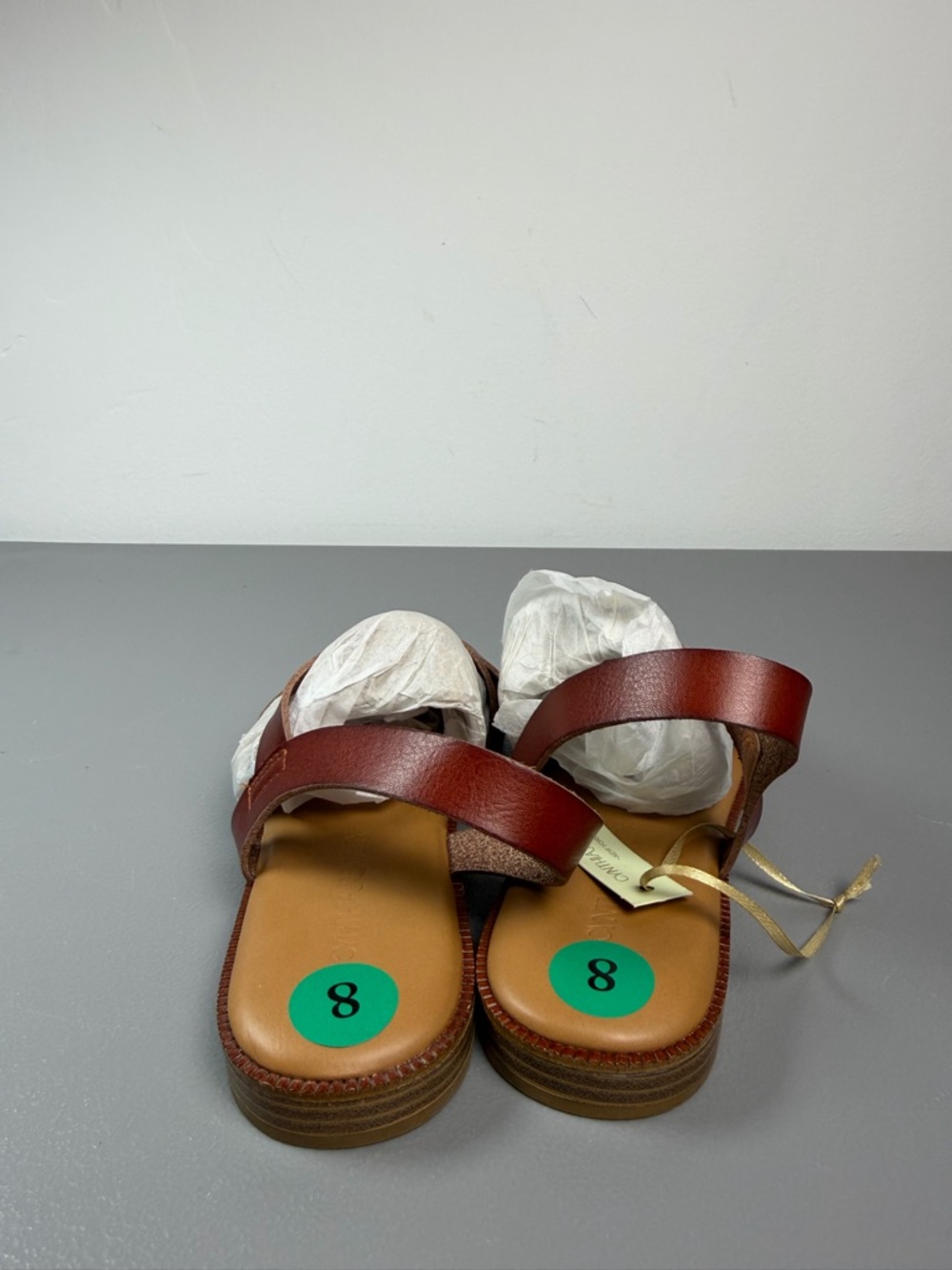 Cynthia Rowley Cognac Brown Leather Slingback Sandals - Picture 2 of 13